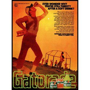1982 Gatorade Sports Drink Vintage Print Ad Baseball Team Diamond Wall Art Photo